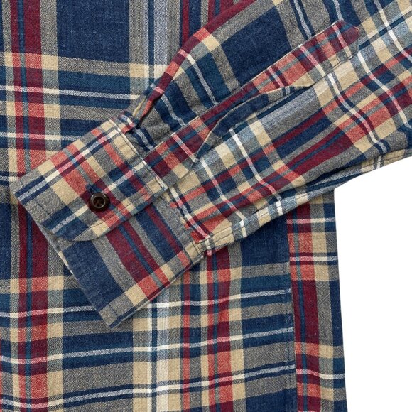 J. Crew Slim Plaid Cotton Button Down Red Blue Casual Dress Shirt Men's Medium - Picture 5 of 8